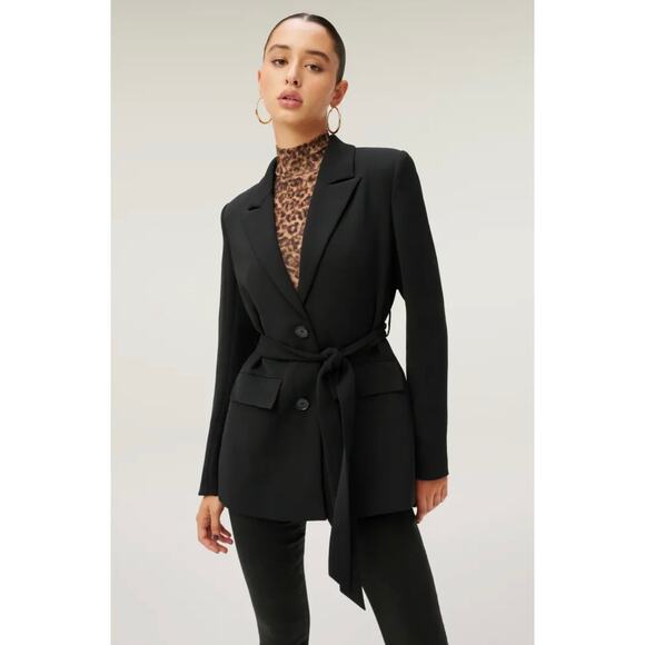 Good American Jackets & Blazers - Good American Belted Trench Blazer Jacket Black Coat Size Medium
